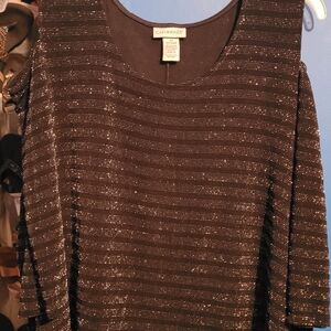 Catherines Black Metallic Women's Blouse